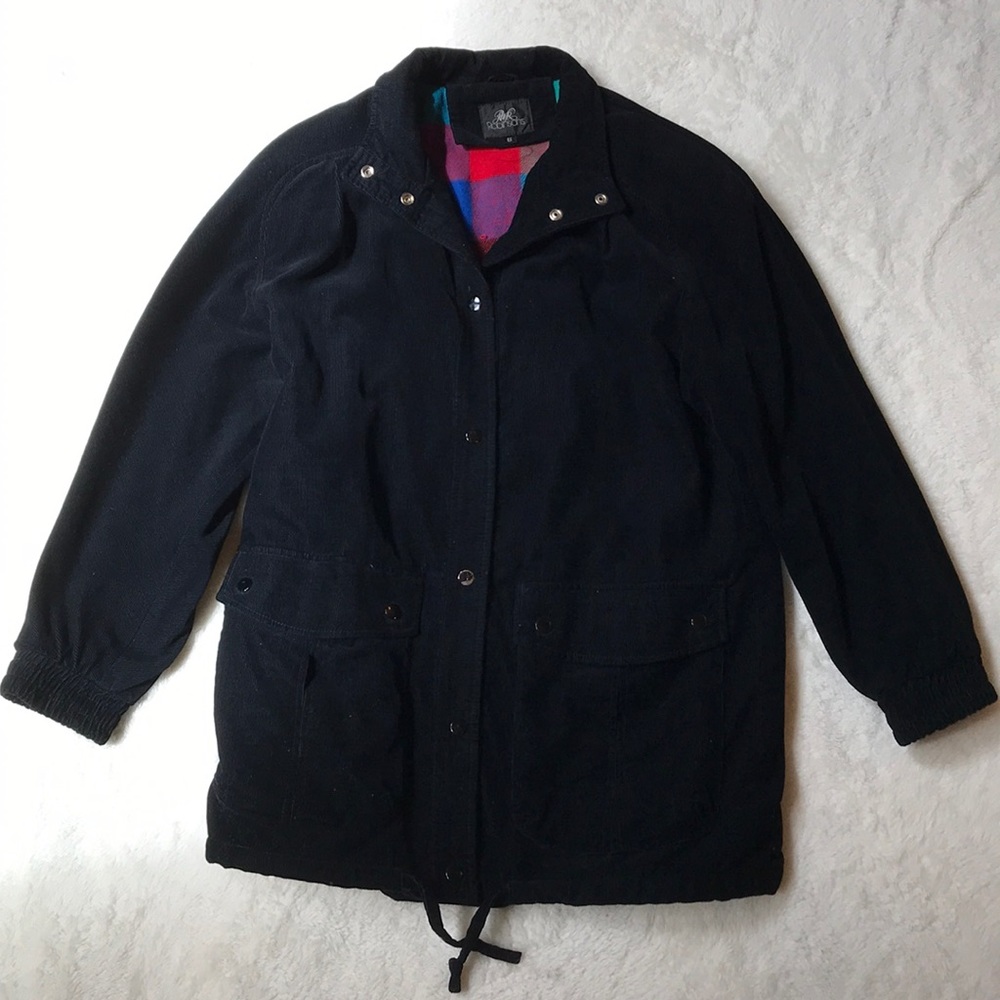 Black Corduroy Button Down Coat